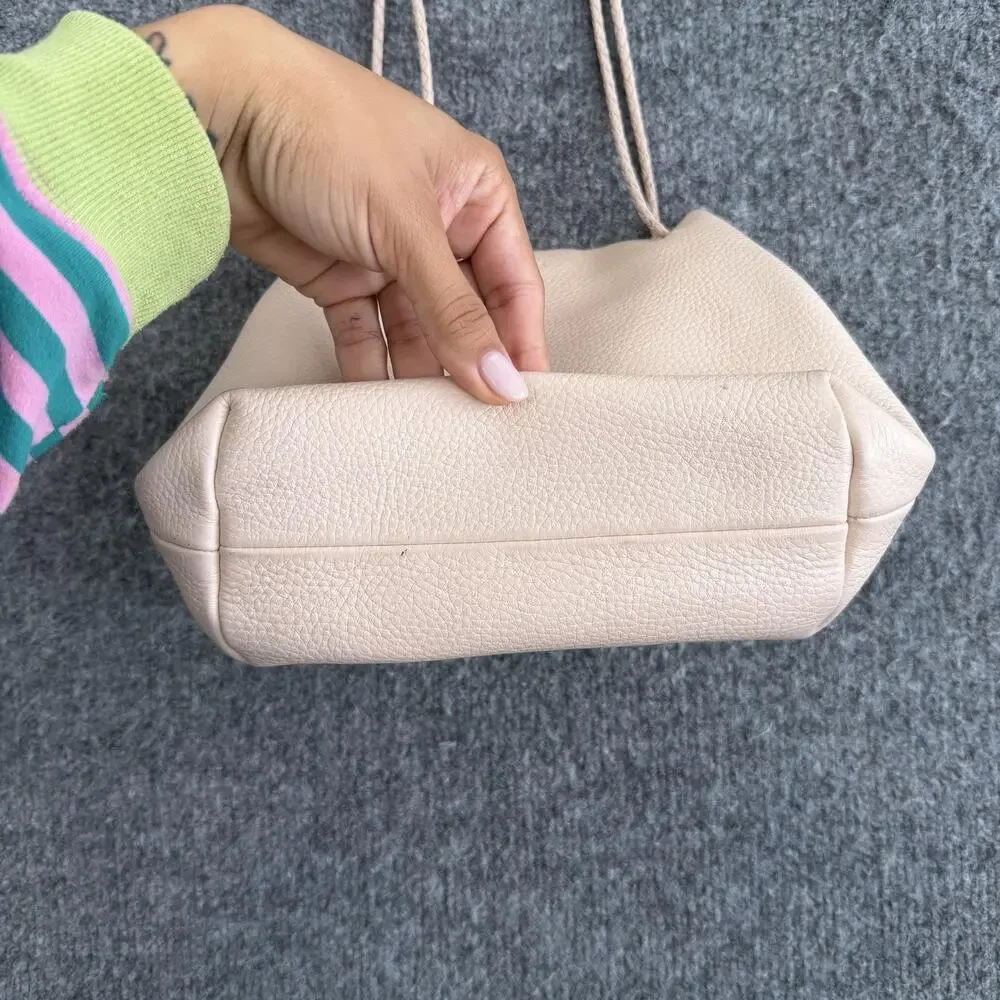 Shinola Leather Shoulder Tote Crossbody Bag Light Pink Braided Strap Minimalist